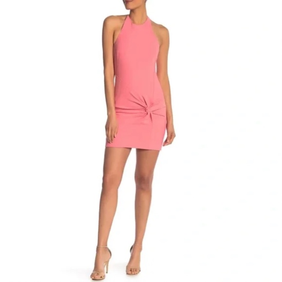 Cinq a Sept Pink Myla Gathered Halter Mini Dress - Picture 1 of 6